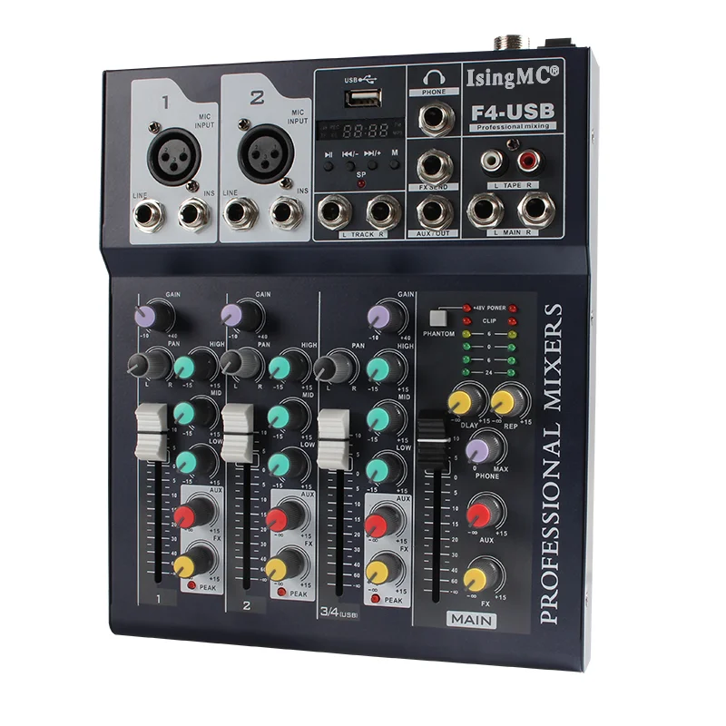 

Professional New F4 Mixer for Stage Performance, with USB Mixer, Karaoke Live Broadcast 4-way Mixer