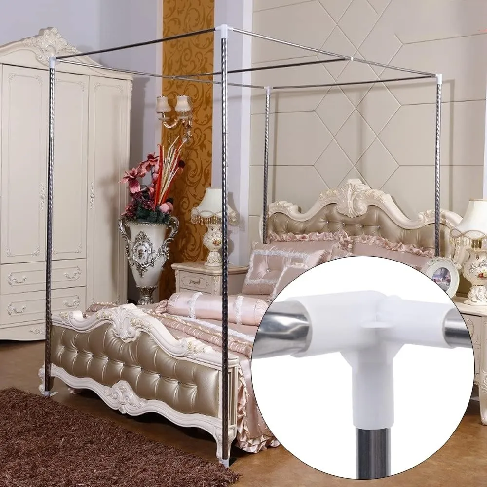 

Stainless Steel Canopy Bed Frame Post,4 Corner Bedding Canopy Frame Post,Metal Bed Four Corner Bed Mosquito Netting Bracket