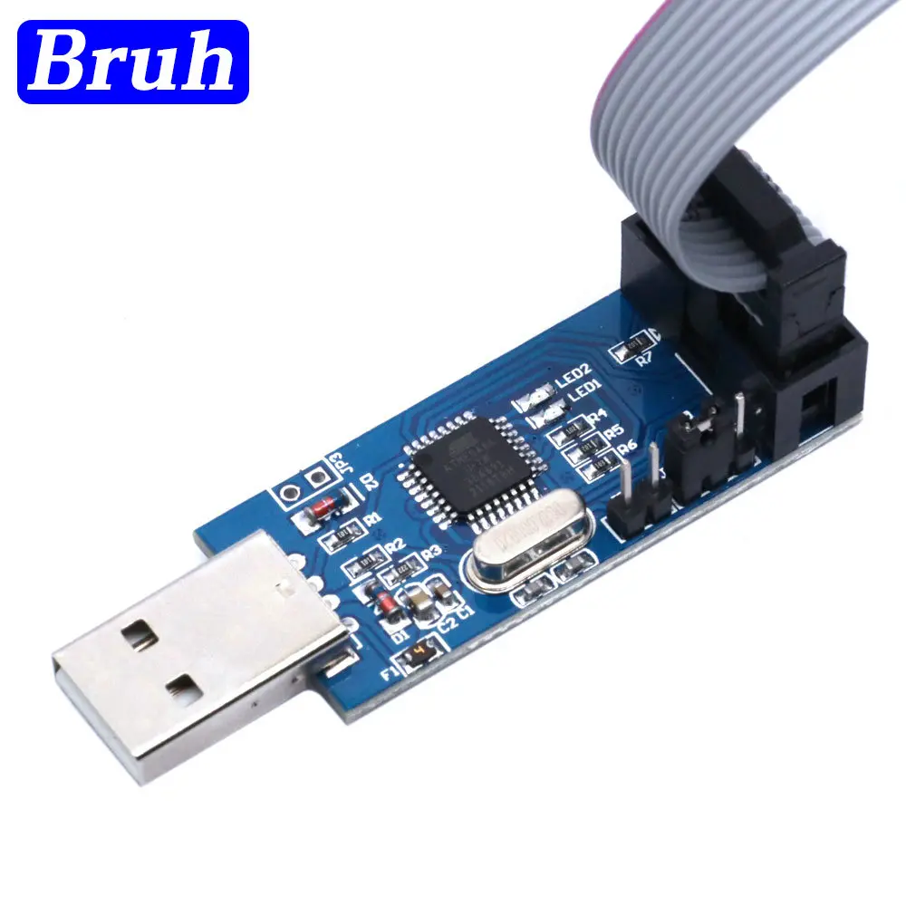 USBASP usbisp AVR programmer USB ATmega8 ATmega128 attiny/can/pwm ISP USB ASP DIY + 10PIN to 6pin adapter board supports win7 64