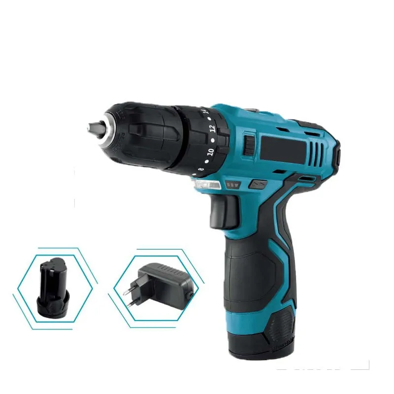 12V Cordless Impact Wrench Electric Socket Wrench Lithium Battery Household Multi-Function Hand Drill Tools 18 Gear Torque Adjus