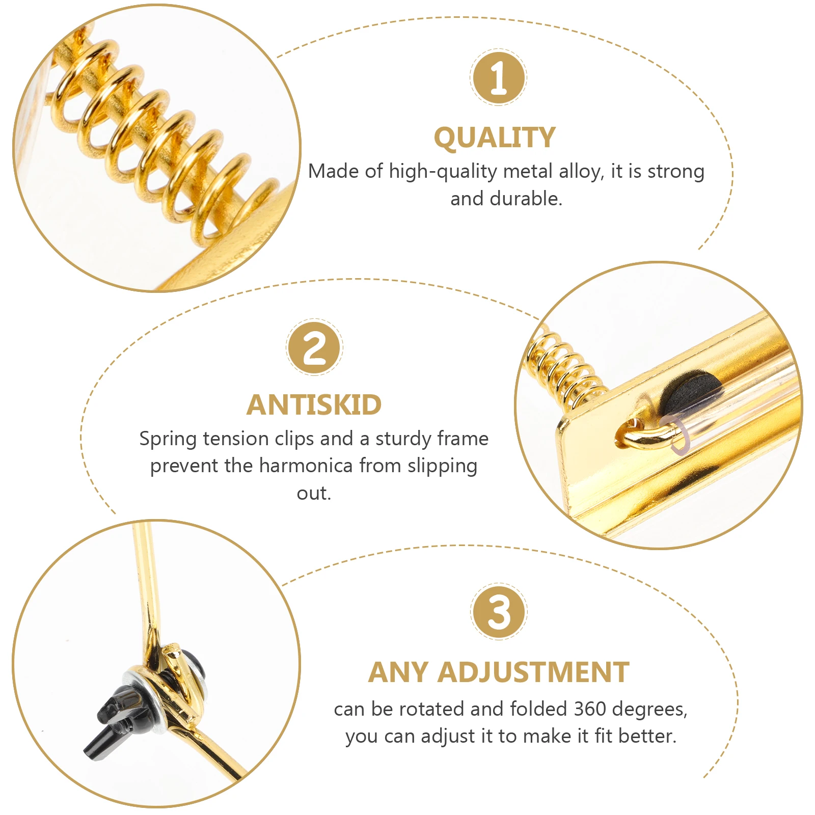 

Harmonica Stand Portable Useful Neck Playing Accessory Professional Zinc Alloy Support Multi-functional