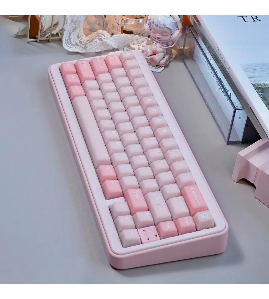 Keycap full set PBT + PC two-color original height/white peach oolong semi-transparent mechanical keyboard