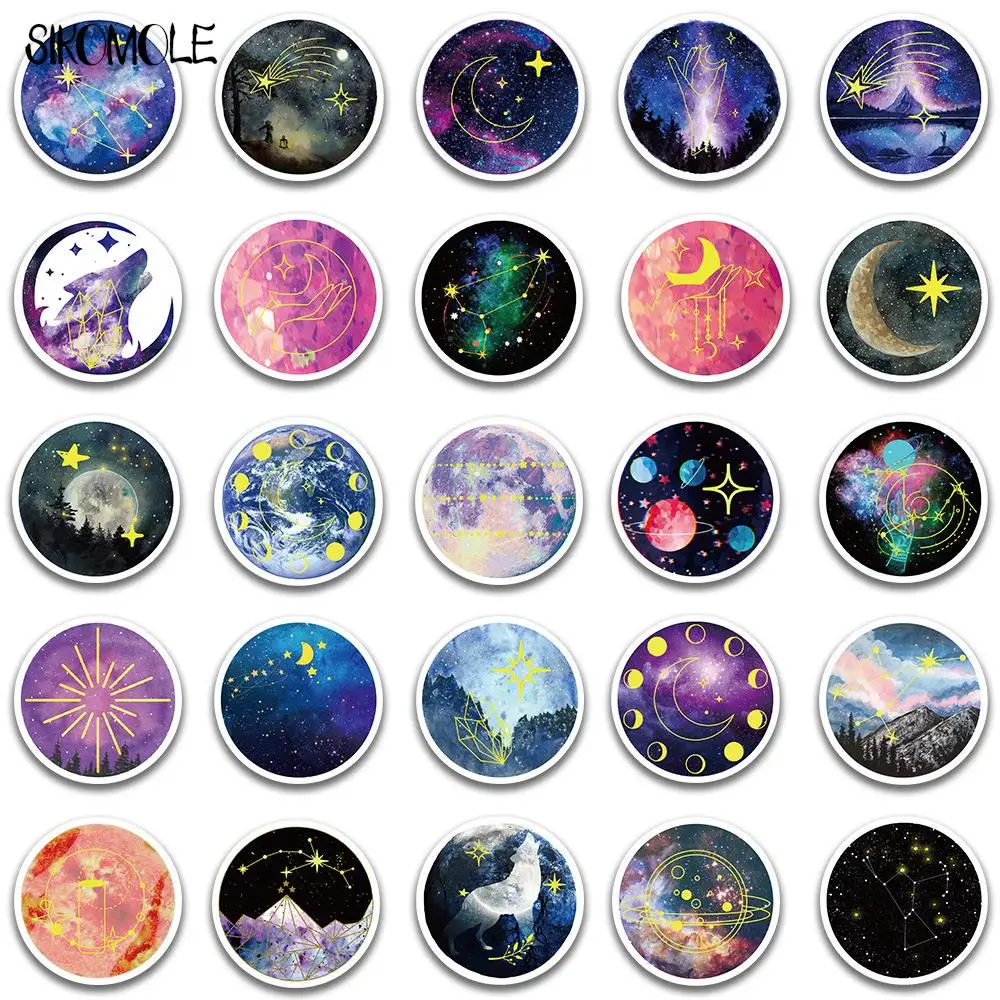 10/30/50pcs Starry Sky At Night Moonlight Stickers Art Toy DIY Kids Notebook Luggage Motorcycle Laptop Decals Graffiti Sticker