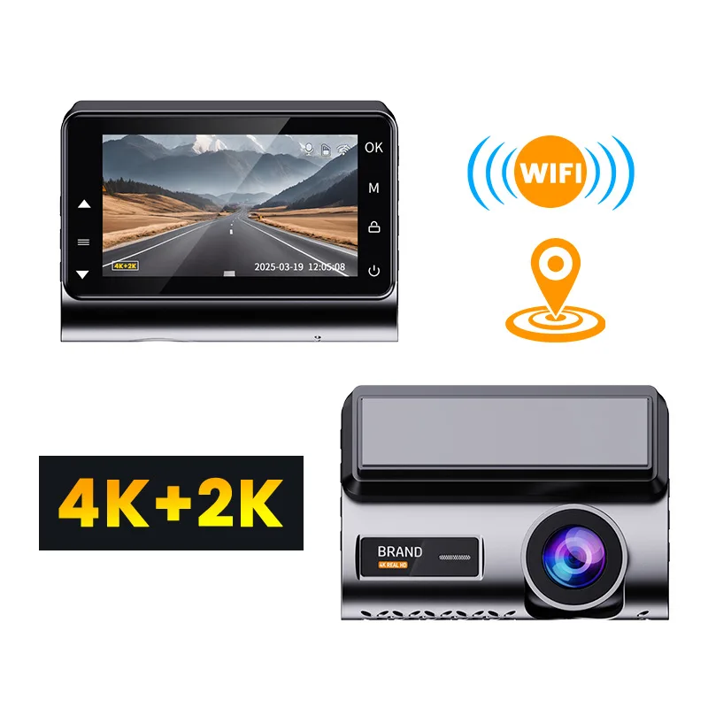 4K Dvr WiFi Dash Cam Front And Rear Dual Lens Car DVR Camera With GPS 3inch Wifi Gps Driving Recorder 4K+2K 4G Car Dual Record
