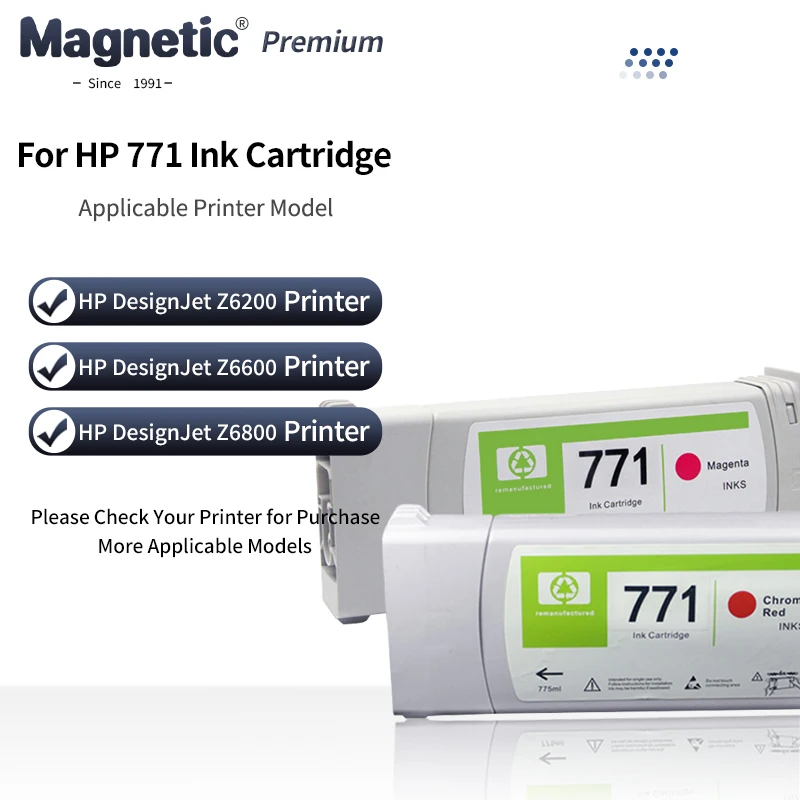 

For HP 771 Compatible Premium Color Remanufactured Ink Cartridge For HP DesignJet Z6200 Z6600 Z6800 Printer 775ML B6Y15A B6Y22A