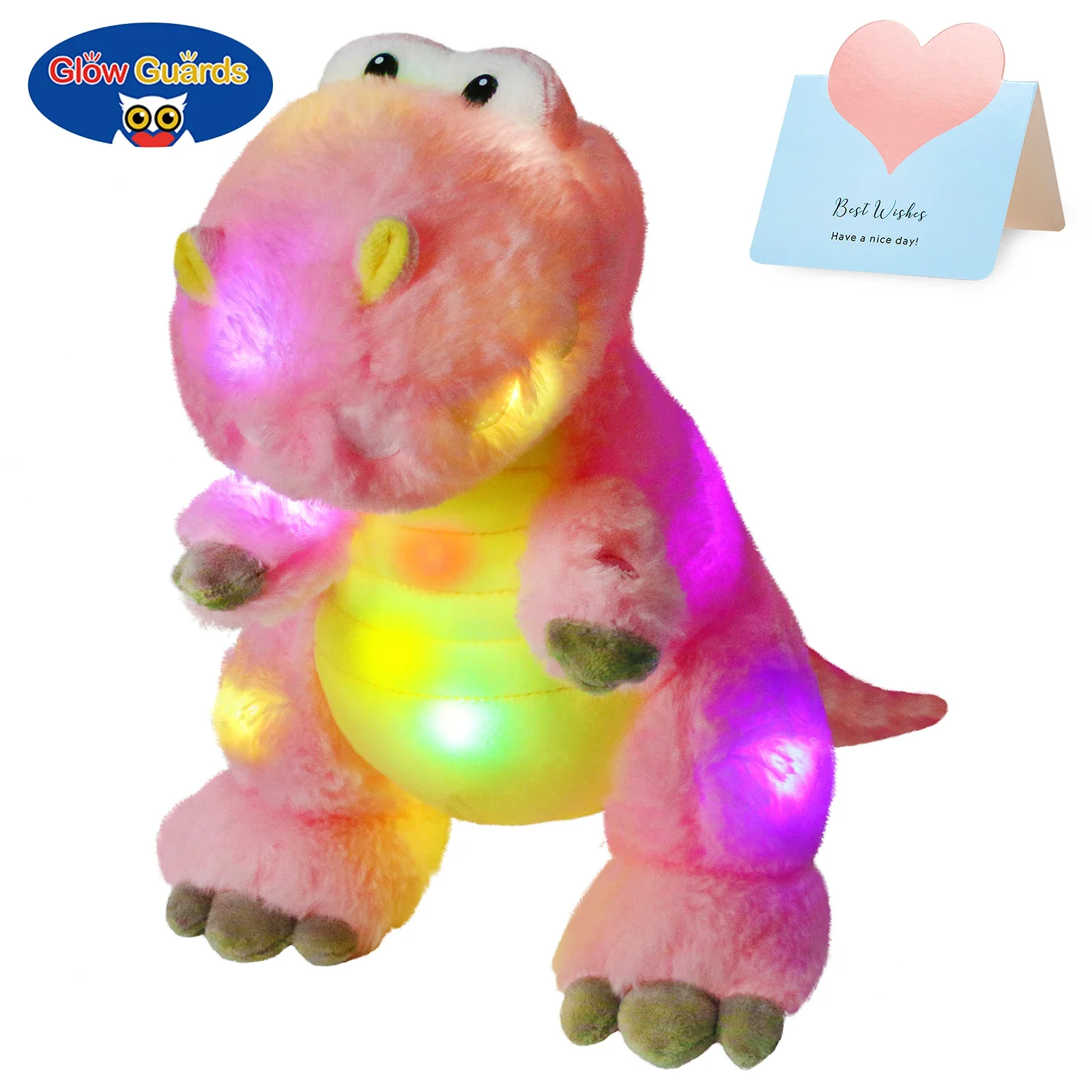 

33cm Light Dinosaur Plush Toys Stuffed Animal LED Luminous Plush Toy Cute Cartoon Plush Throw Pillow Gift for Children Girls