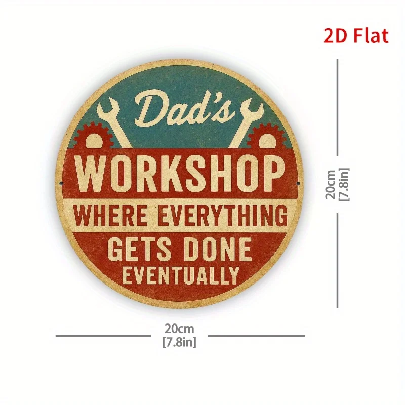 Vintage Dad's Workshop Metal Sign - Garage Decor with Funny 