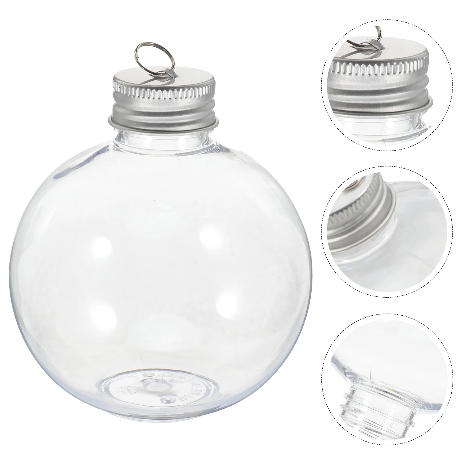 

6Pcs Clear Plastic Christmas Spherical Bottles Bulb Shaped Ornaments Fillable Beverage Containers Lids Cocktail