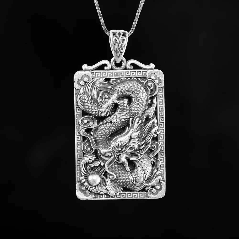 100% Zuyin 999 Dragon Brand Pendant for Men with Dominance, Hollow out Dragon Walk World Pendant, Birthday Gift