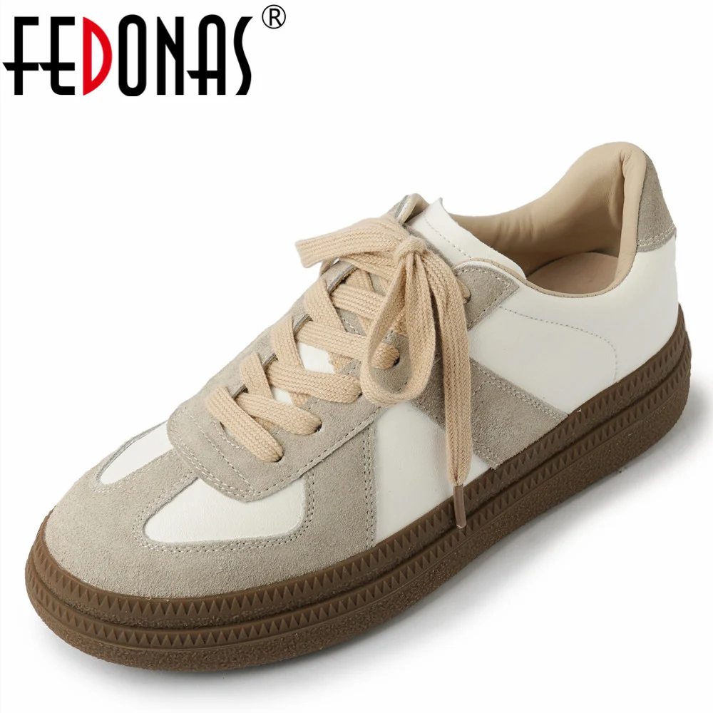 FEDONAS Women Sneakers Fashion Round Toe Lace-Up Platforms Genuine Leather Shoes Woman Spring Autumn Four Season Casual Sneakers