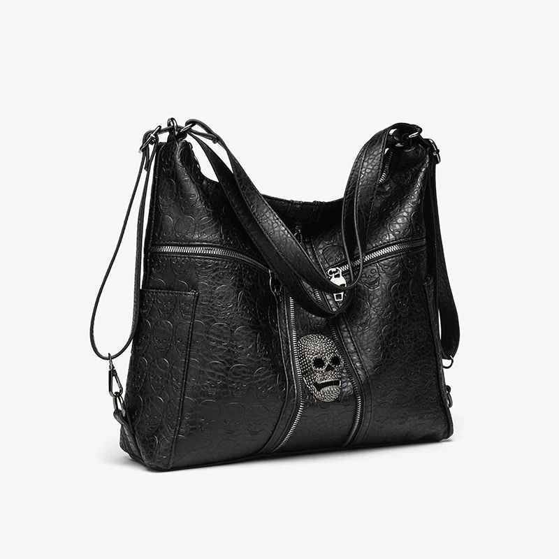 New Womens Bag Amazon Foreign Trade Single Shoulder Punk Skull Hand-held Bag Tote Bag Dark Personality Handbag