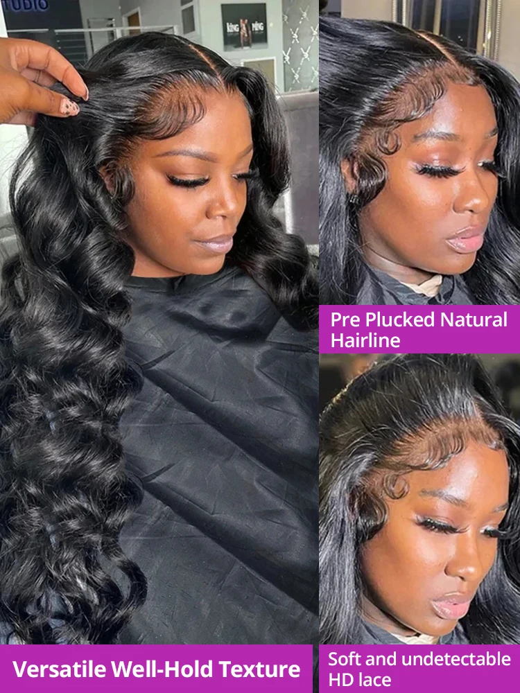 40 50Inch HD Transparent 13x4 13x6 Body Wave Lace Front Wig 360 Full Lace Frontal Human Hair Wig For Women 300 Density Prepluck