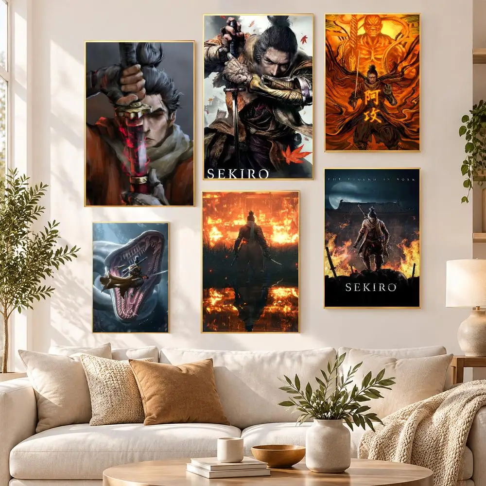 Game Dark Sekiro: Shadows Die Twice Poster HD Waterproof PP Self Adhesive Aesthetic Bedroom Dorm Gaming Room Home Decor Gift