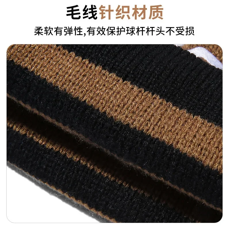 

Portable PGM Golf Club Head C over Knitted Iron Rod Set Hat Cover Elastic Rope Tie Neck Ball Embroidered Protective Cover