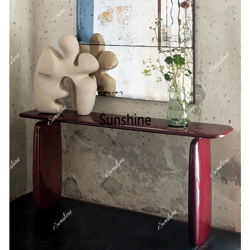Italian Entrance Table Case Modern Simple Italian Style Burgundy Entrance Cabinet Decorative Storage Table End View Table