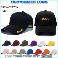 Custom Print Embroidery Logo Adult Cotton Baseball Cap Women Men Sun Caps Hip Hop Snapback Cap Team Caps Advertising Hat Gorros