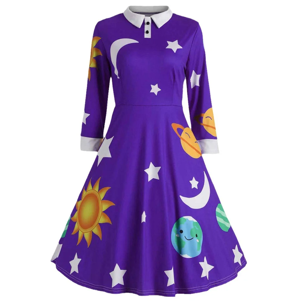 Der magische Schulbus Miss Frizzle Kostüm Lehrer Planeten Sonnensystem Raum Galaxie MS Frizzle Kleid Halloween-Outfit für Frauen