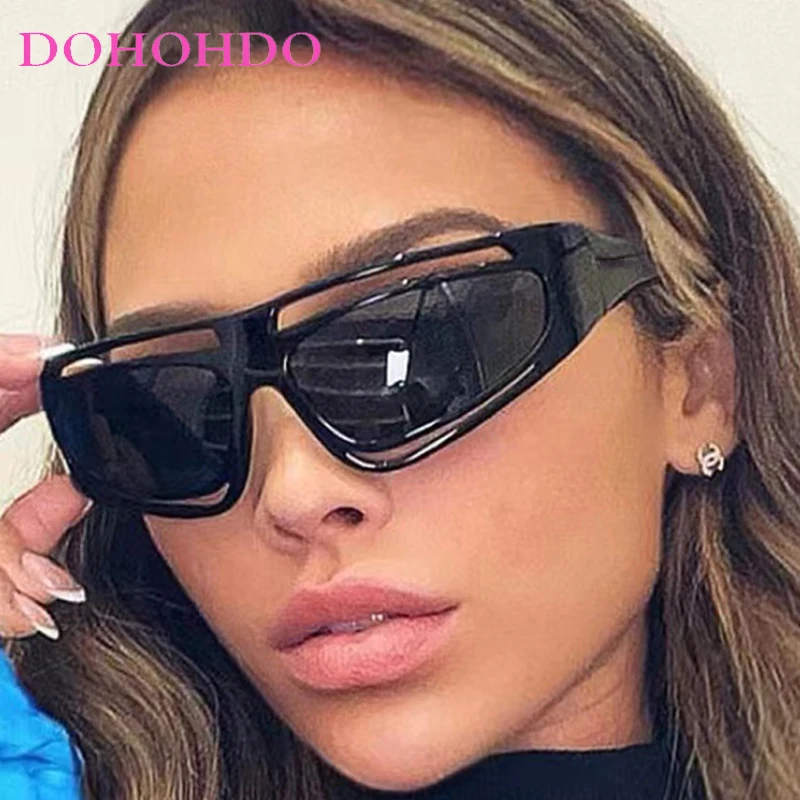 

Trendy Y2K Hollow Luxury One Piece Sunglasses Women Brand Designer Punk Sun Glasses Men UV400 Hiking Cycling Windproof Goggles