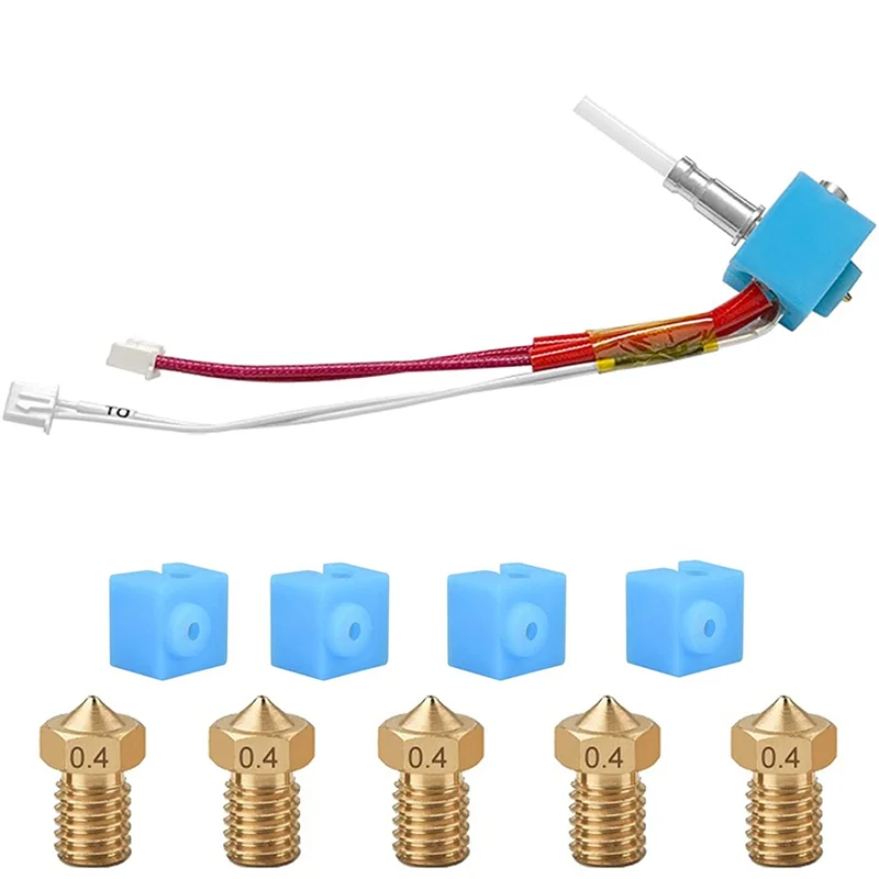 

Комплект для 3D-принтера Hotend, комплект для сборки печатающей головки с 4 силиконовыми носками и насадками для нити 3D принтера