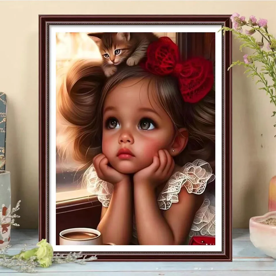 DIY Diamond Painting New 2025 Cute Little Girl and Pet Dog Full Diamond Mosaic Embroidery Art Stitch Home Decoration Craft Kit