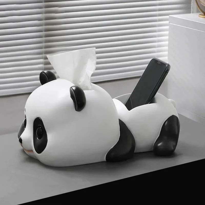 

Cute Panda Tissue Box Nordic Style Resin Cartoon Napkin Holder Storage Organizer Living Room Bathroom Home Desktop Ornaments