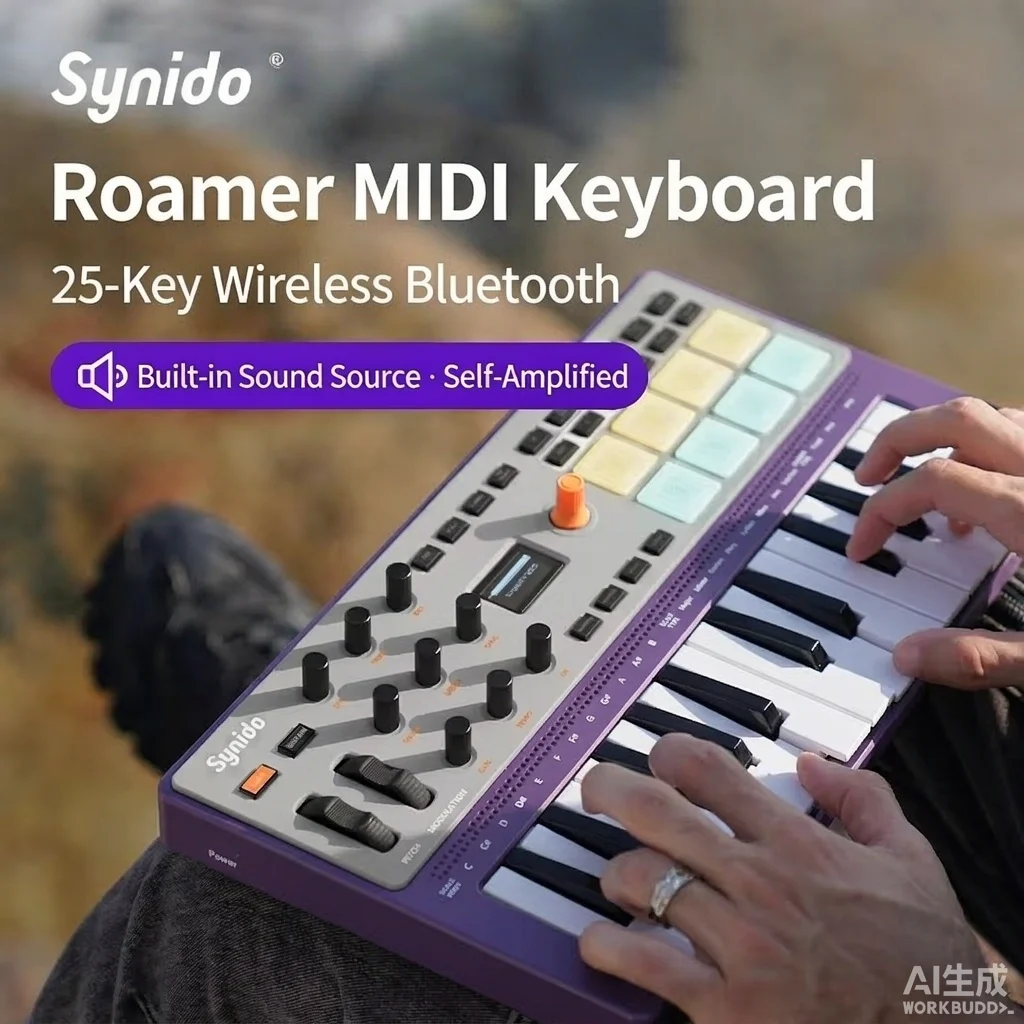 Synido TempoKEY W25 Play Wireless Music Keyboard MIDI Keyboard Controller Built-in Speaker Professional BT Beat Maker Machine