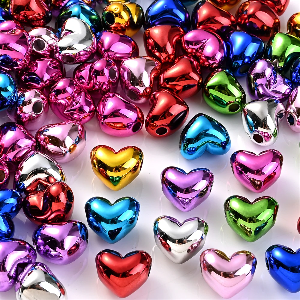 iYOE 10pcs 13x15mm Mix Heart Beads Christmas Color Acrylic Heart Jewelry Beads For Jewelry Making DIY Bracelet Earring Handmade