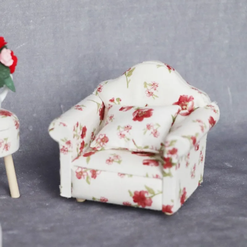 1:12 Mini Sofa domek dla lalek miniaturowe meble drewniana Sofa meble imitacja wystroju domku dla lalek DIY zabawki akcesoria do domku dla lalek