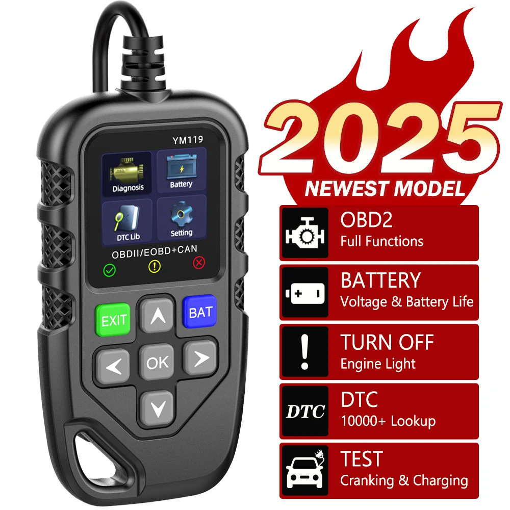 Clear/Erase Codes OBD2 Code Reader Multi-language OBDII Scanner Work for all cars Car Auto Diagnostic Tool YM119