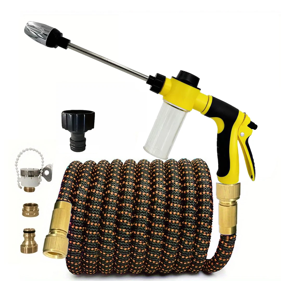 

Растягивающийся волшебный шланг 2026, для мойки автомобилей под высоким давлением, с функциями распыления воды, водяной пистолет, шланг для полива дома и сада