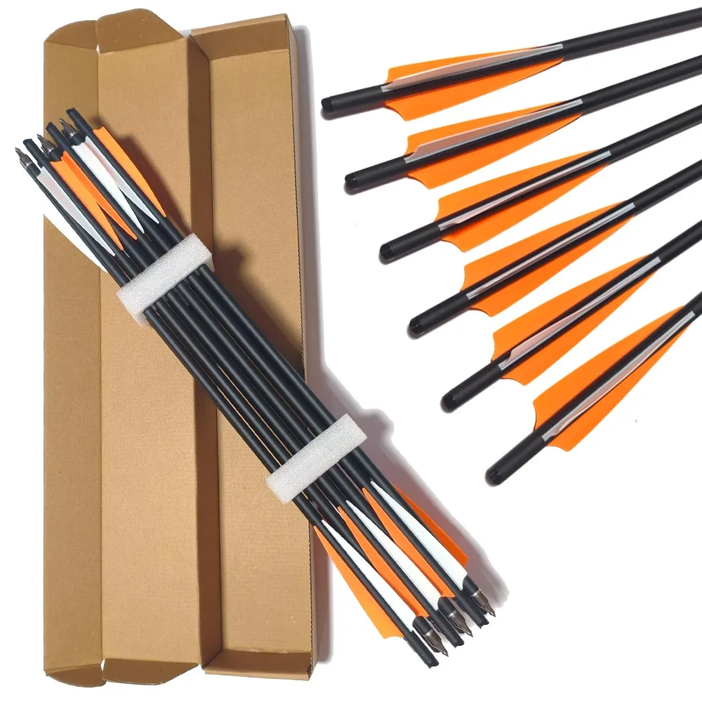 Perno de ballesta de 20 pulgadas, flechas de carbono para caza para práctica de tiro al aire libre, flechas de ballesta, paletas de 4 ", puntas de punta de flecha reemplazadas