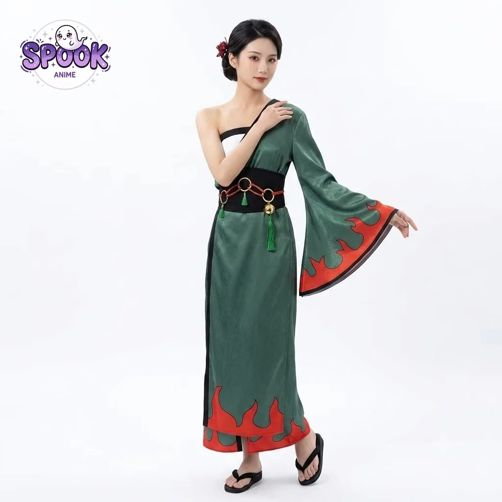 Kimono Vert Flamme Tsunade Cosplay Boruto Wandering Hero Jade Ambition Tenue Anime Femme pour Fête d'Halloween Comic Con
