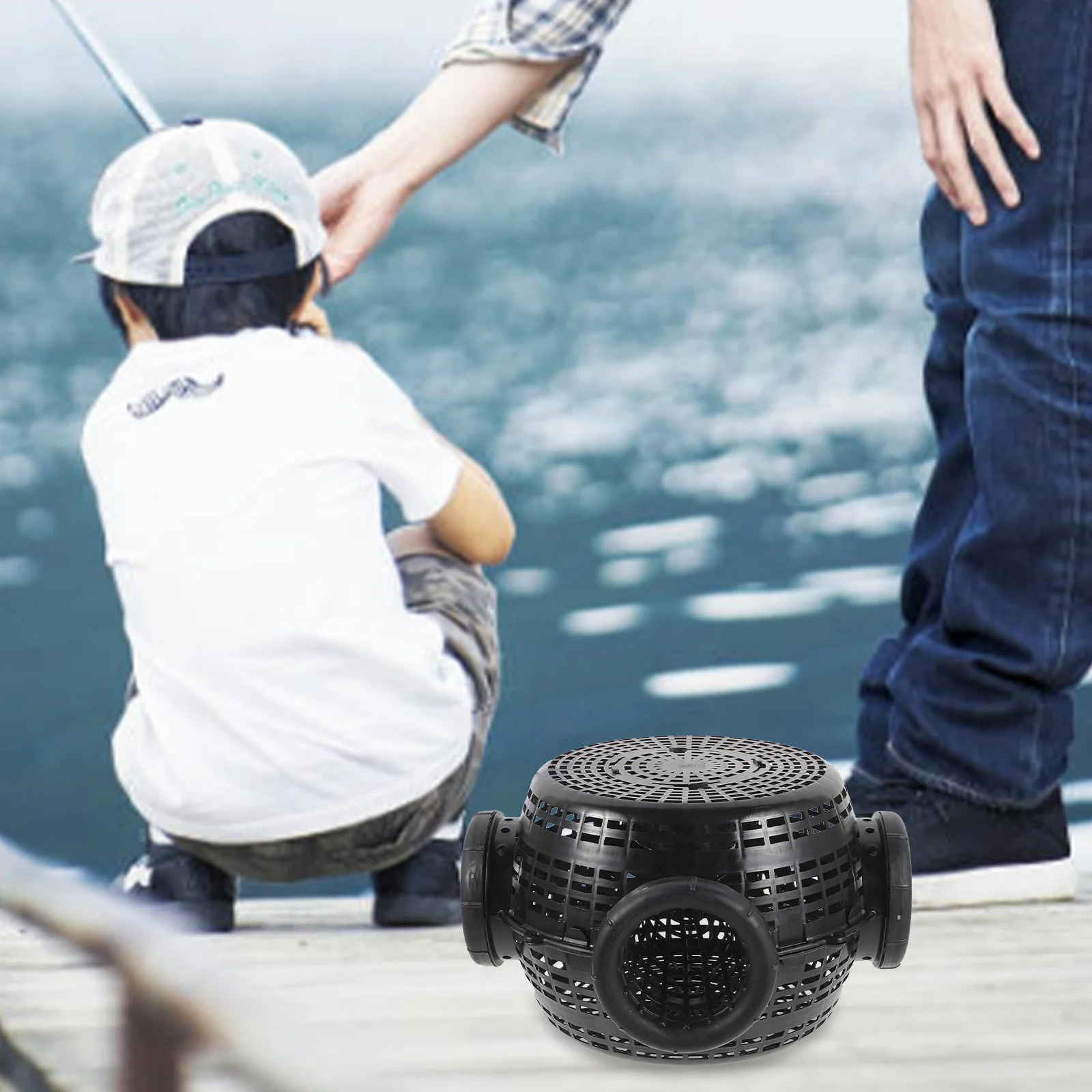 

Reusable Fishing Trap Cage for Crabs Crawfish Lobster Portable Plastic Mesh Net Saltwater Freshwater Fish Catching Easy