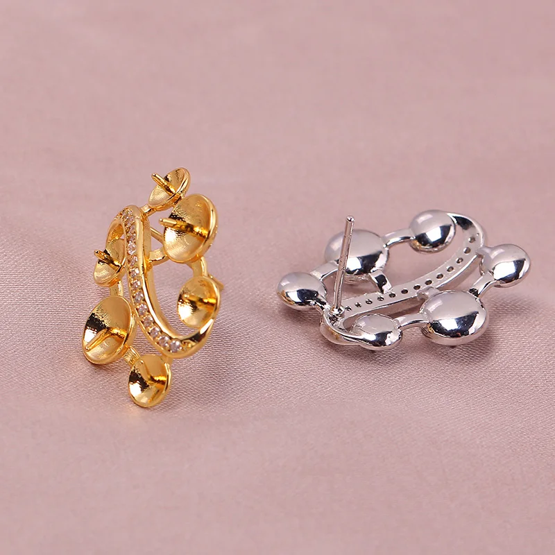 

4 шт. позолоченные медные основы для серег-гвоздиков E177 с серебряной иглой S925, фурнитура для изготовления ювелирных изделий, аксессуары для DIY украшений