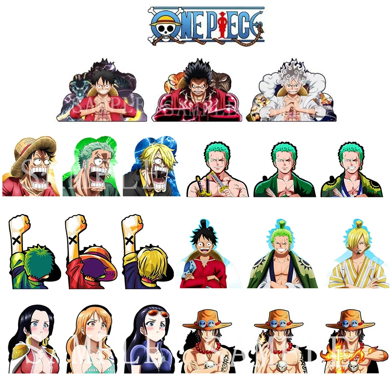 Anime One Piece 3D Gradient Stickers Luffy Zoro Ace Nami Sanji Waterproof Decals Car Snowboard Laptop Luggage Sticker Gift Toy