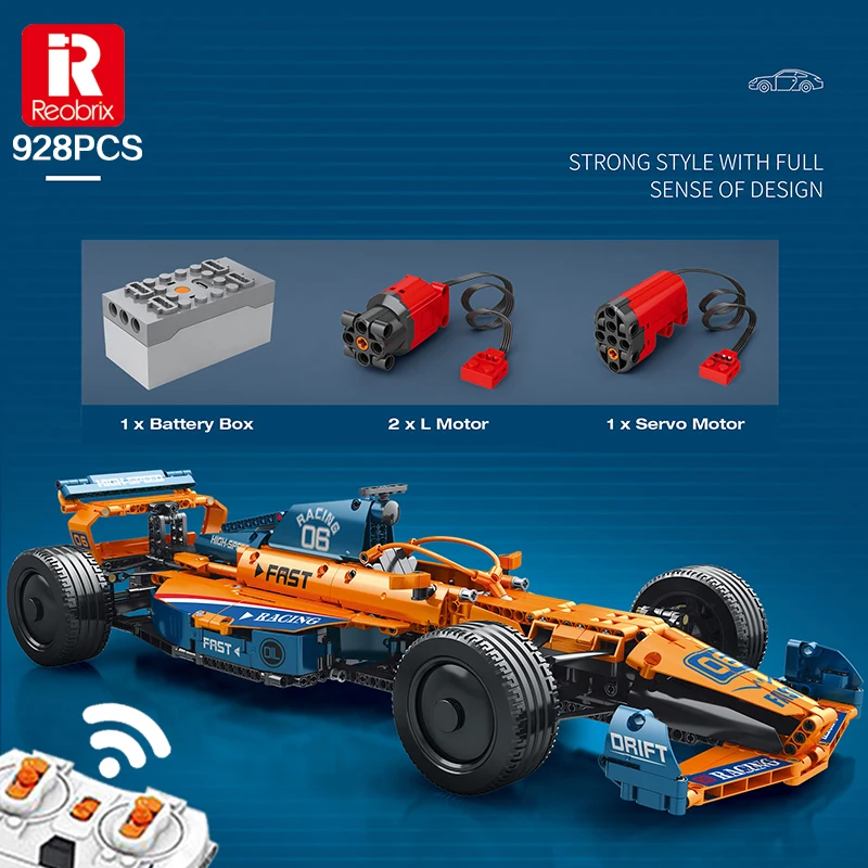 

Reobrix Technical F1 Formula Car Building Model Block Racing Compatible Race Sportcar Bricks Sportscar Blocks Speed Drift Toys