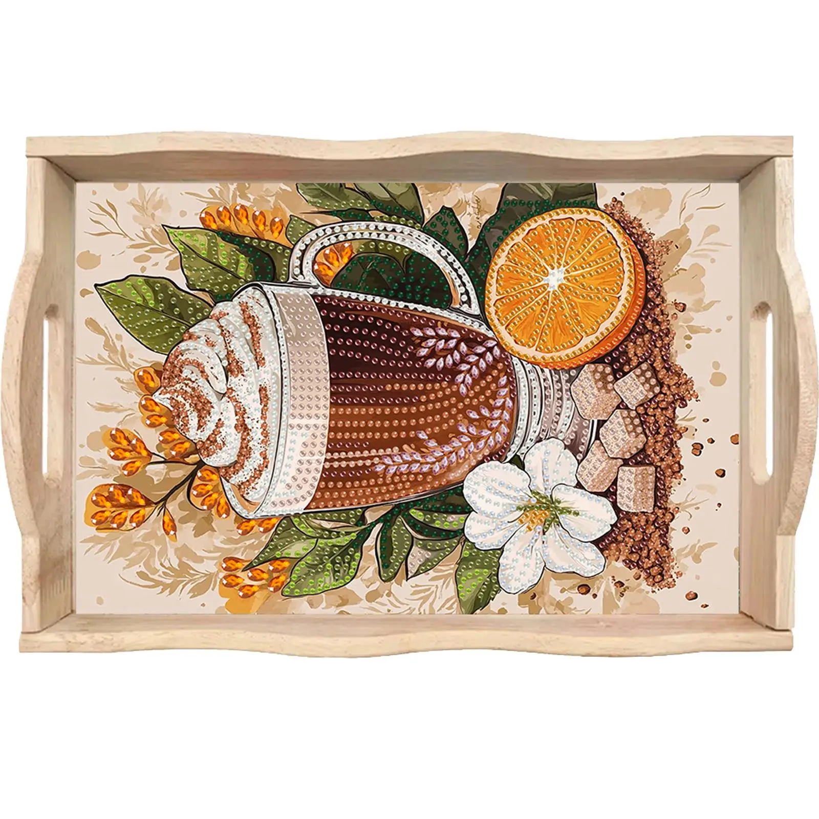 

Деревянный поднос для алмазной живописи с ручкой, набор для алмазной живописи своими руками, сервировочный поднос для еды, закусок, домашнего декора