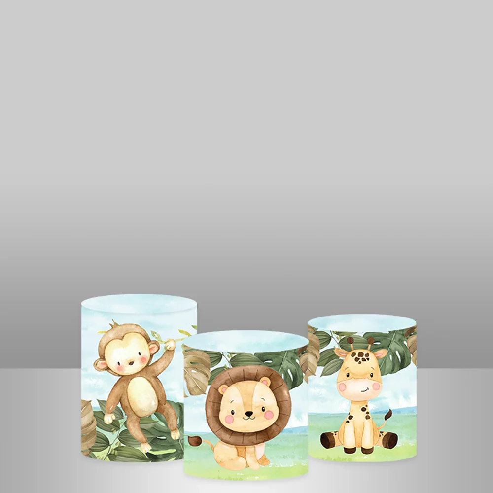 سفاري وايلد غطاء قوس واحد جدار عيد ميلاد الاطفال خلفية مستديرة الوليد استحمام الطفل خلفية التصوير كعكة الجدول طيدة يغطي