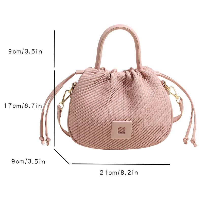 In 2024, the new solid-color high-grade pleated Rhomboid PU shoulder bag is small and delicate, simple and generous