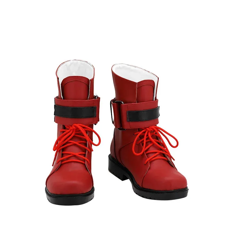 

aaa12 3Hot Game FINAL FANTASY VII Cosplay Tifa Lockhart Low Heel Middle Boot Lace Up Role Cos Women's shoes