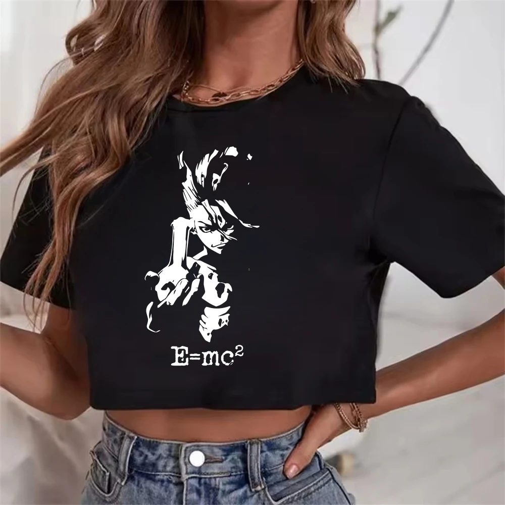 Dr Stone crop top ladies jojifuku clearance sales party emo gothic top tees streetwear baddie funny japanese scene