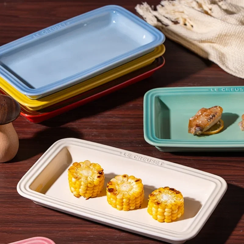 

Plates Vegetable Stoneware Tray Spit Gradual Plate Dishs French Dessert Cool Rectangular Plate Color Ceramic Bone 10” Dining