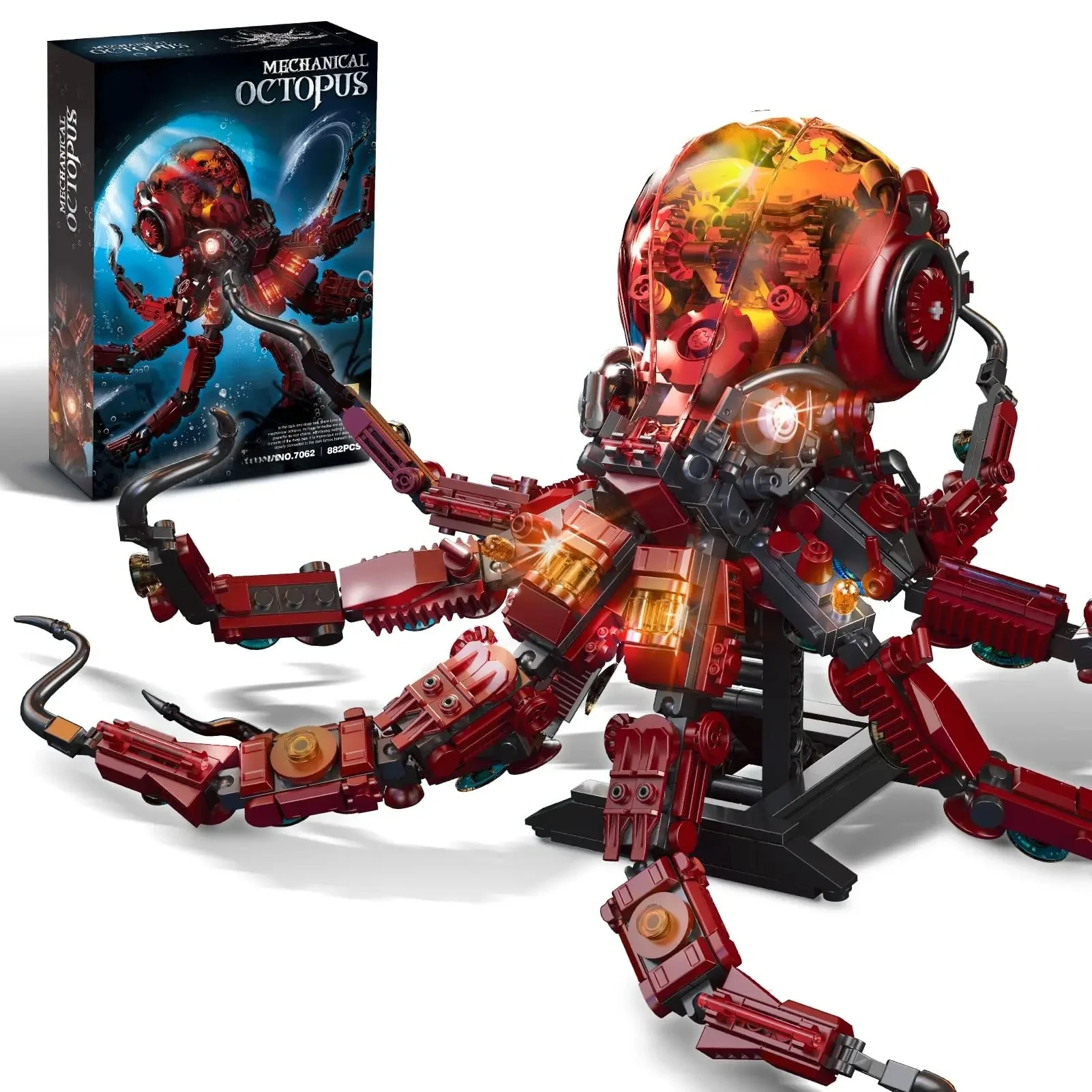 

Creative MOC 882pcs Mechanical Octopus Model Building Blocks Set DIY Assemble Mechs Octopus Bricks Kits Toys For Boy Gifts