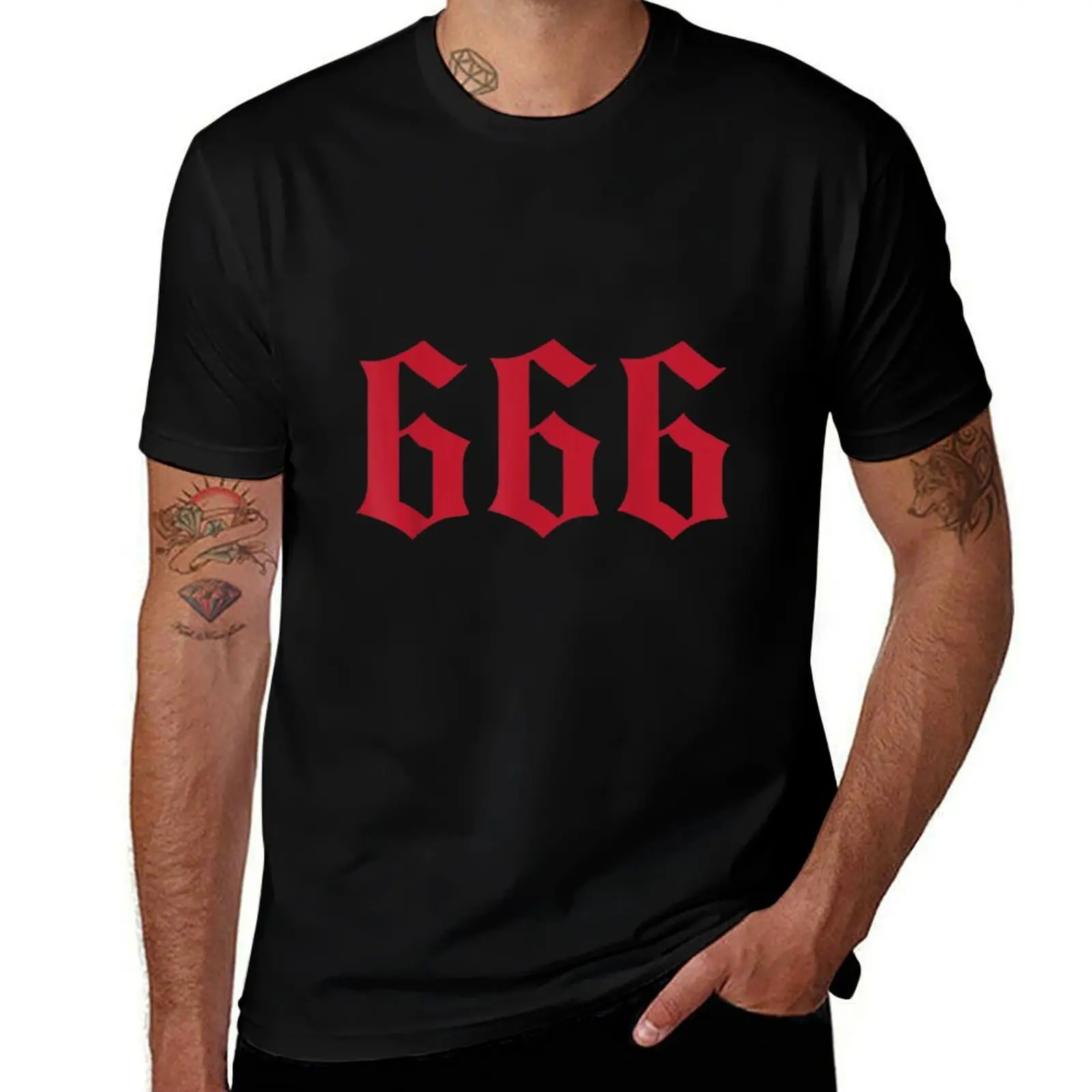 666 Mark of the Beast Satanic Devil T-Shirt Classic Print Short Sleeve Shirt
