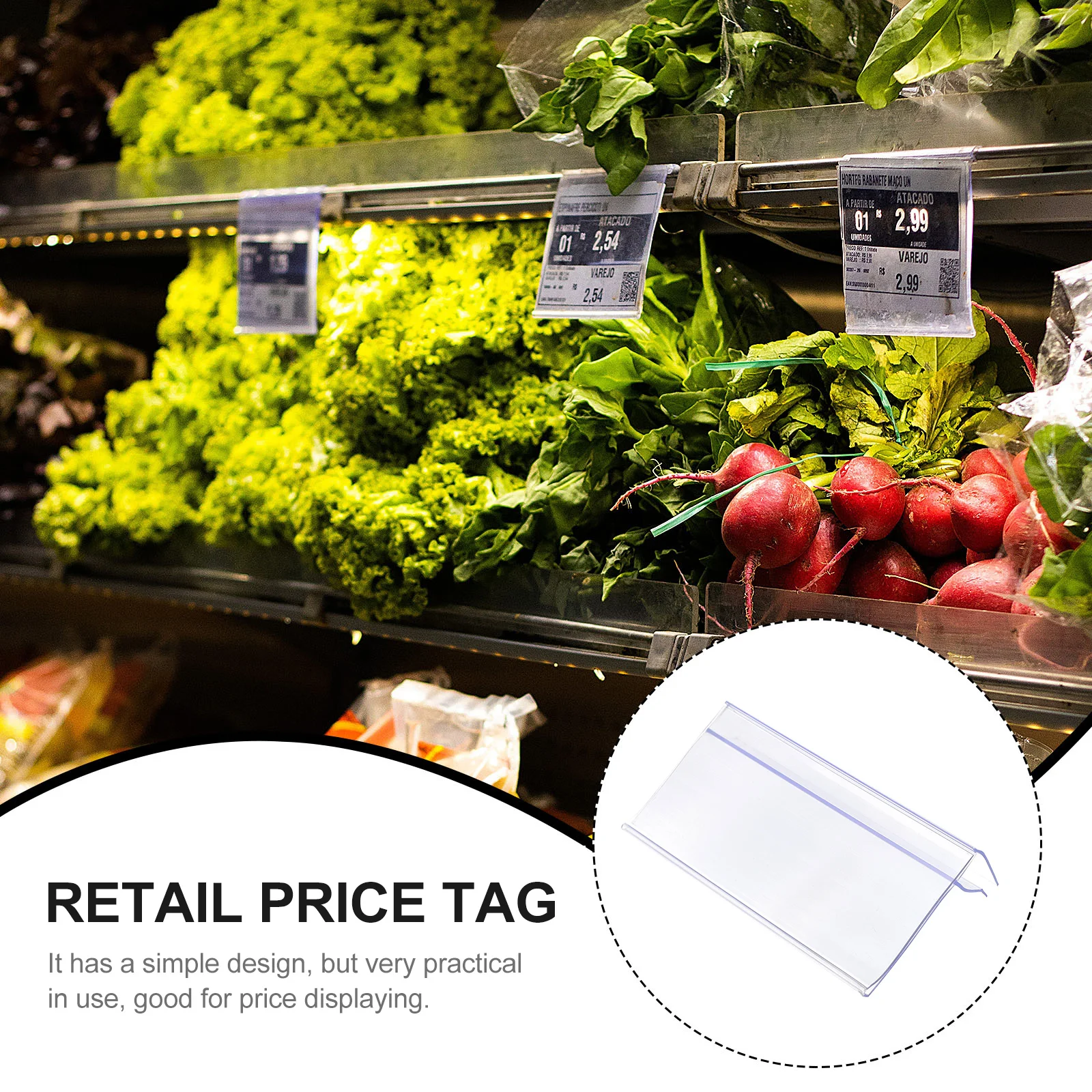 

30 Pcs Clear Plastic Shelf Label Holder Basket Holders for Wire Clip-on Price Tag Goods Rack Food Retail Sign