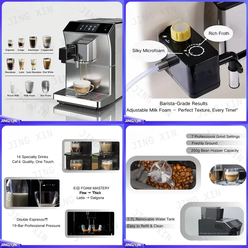 custom for Automatic Espresso Cappuccino Latte Machine Smart Electric Drip Coffee Maker Home Quick Heat Function Plastic 220V