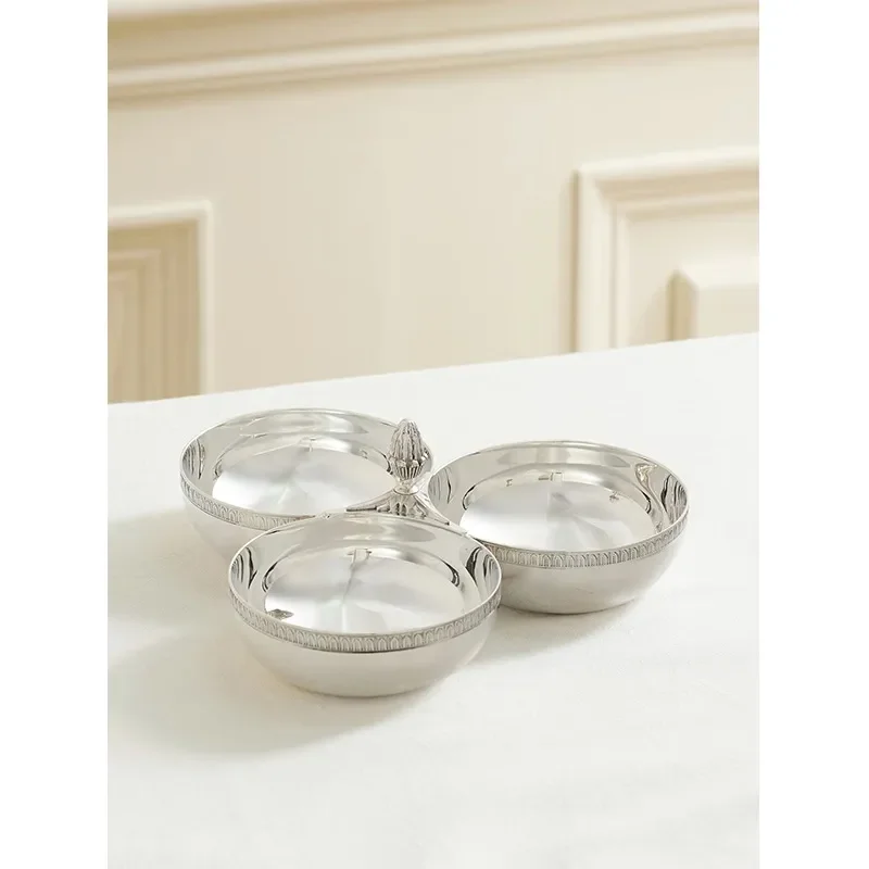 Stainless Steel Snack Plate European Style Fruit Dish for Hotel Restaurant KTV Candy Dessert Bowl Dried Fruit Serving Tray
