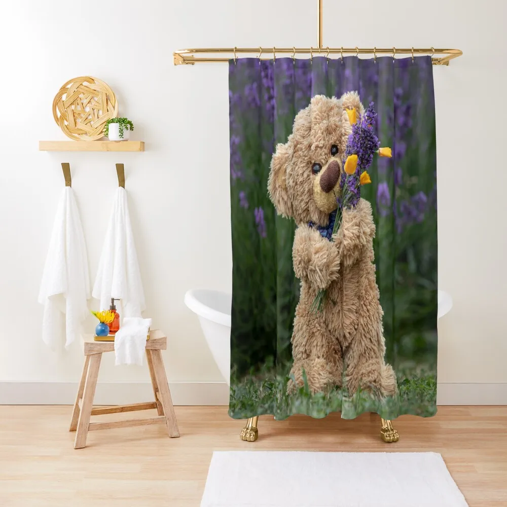 

Traveling teddy with lavender Shower Curtain Modern Bathroom Accessories For Shower Bathtub Curtain
