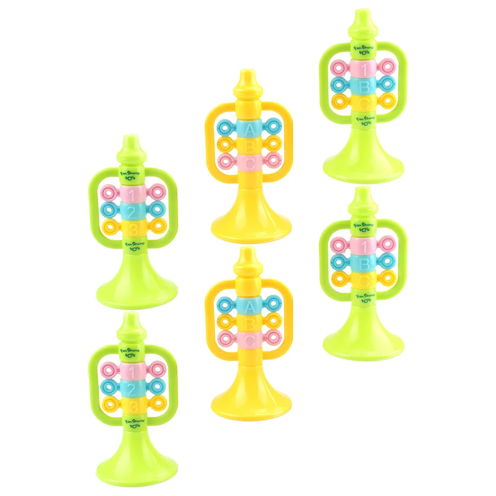 6 pezzi di cartoni animati pratici trombe di simulazione manico rotondo liscio bambini sicuri giocano strumenti per spettacoli teatrali trombe pratiche