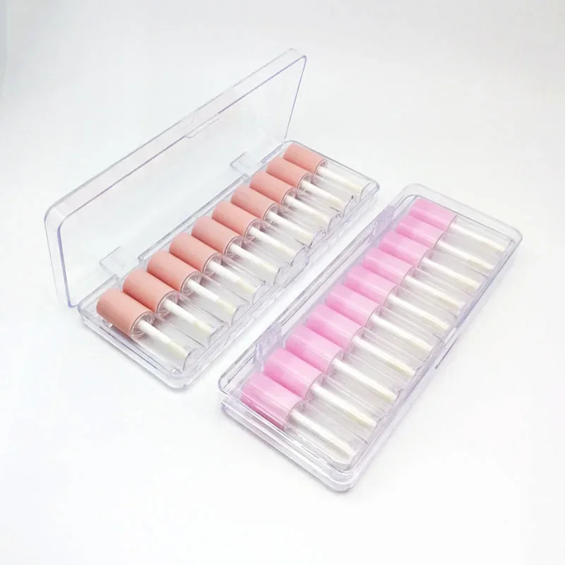 10pcs 4ml Lip Gloss Empty Plastic Tubes Exquisite Mini Clear Lipgloss Packaging Container With Pink Matte Lid New Arrival